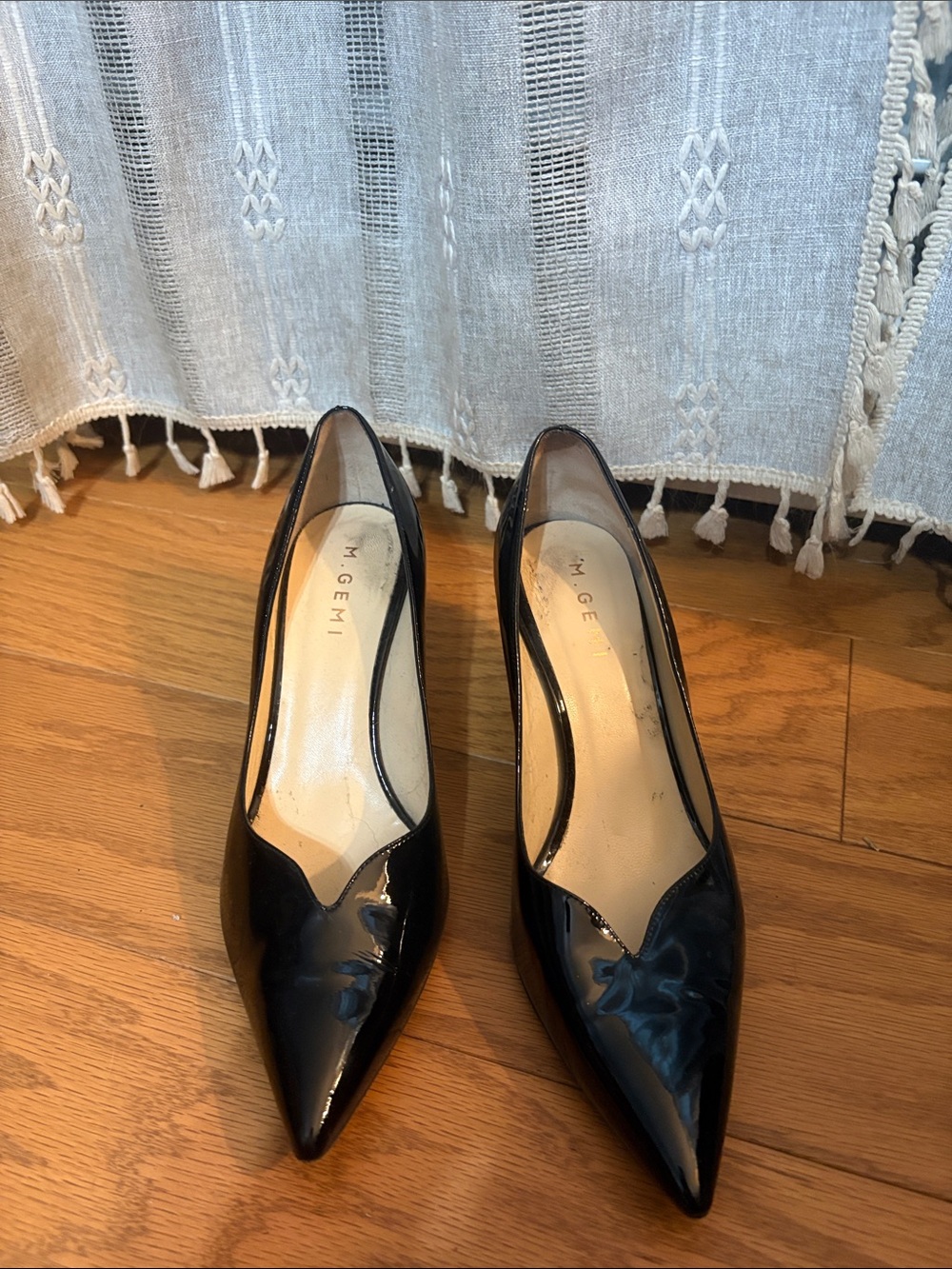 M. Gemi Black Patent Pointed-Toe Pumps